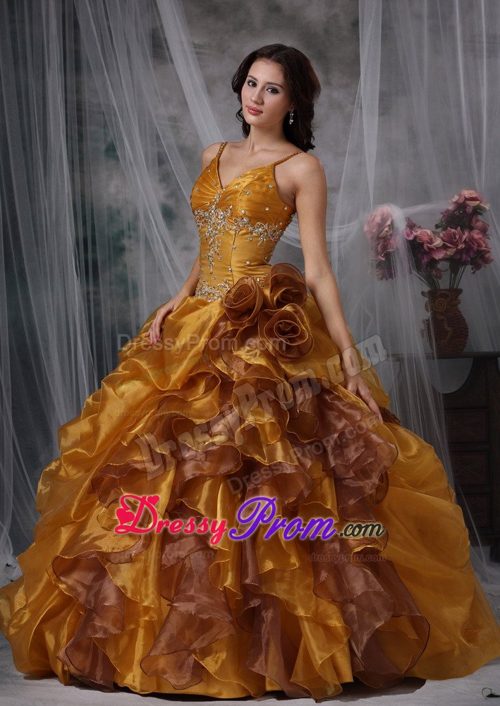 Spaghetti Straps Dress for Quince with Flowers Colors to Choose